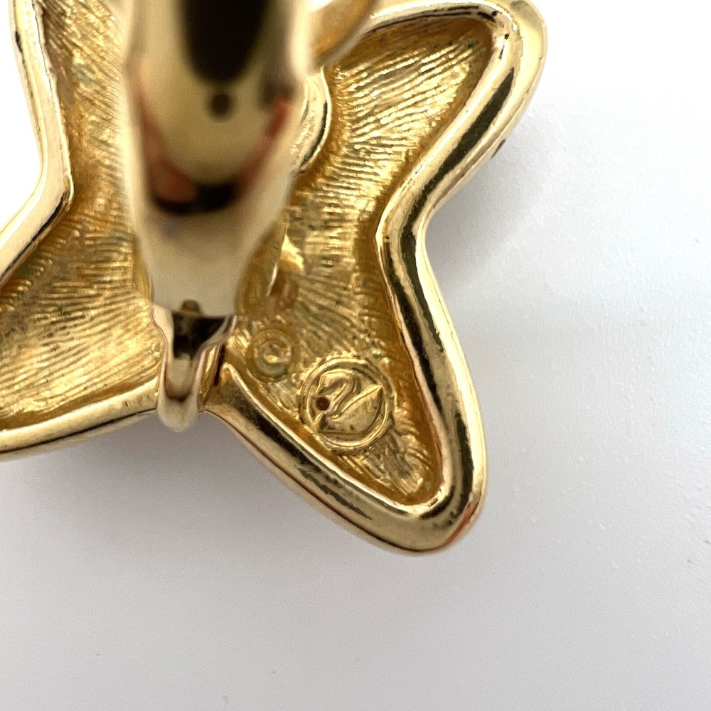 Swarovski Swan Gold Tone Pave Pink AB Rhinestones Clip On Earrings Xs Kisses Vtg - Picture 6 of 6